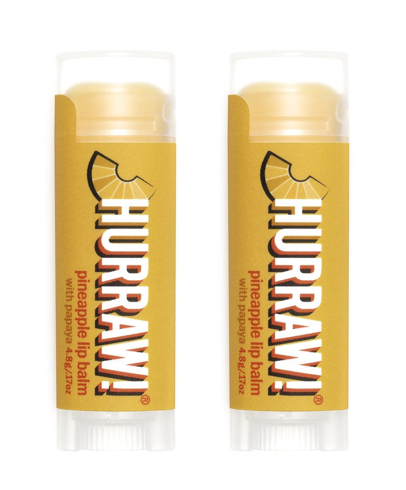 بلسم شفاه هوررا الأناناس عبوة 2 عضوي معتمد نباتي خالي من القسوة والغلوتين غير معدل وراثيًا 100% مكونات طبيعية خالية من العسل والشيا وفول الصويا والنخيل مصنوع في الولايات المتحدة الأمريكية